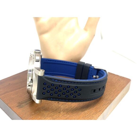 Nautica Men's Watch A35090 Quartz Chronograph Black Blue Rubber Strap 45mm - Picture 9 of 14